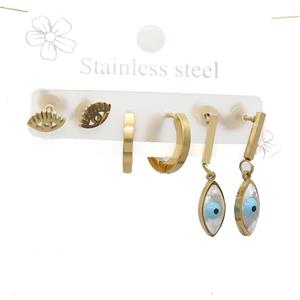 Stainless Steel Earrings Eye Gold Plated, approx 6-10mm, 14mm dia [SSB3830]