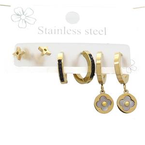 Stainless Steel Earrings Gold Plated, approx 6-10mm, 14mm dia [SSB3840]