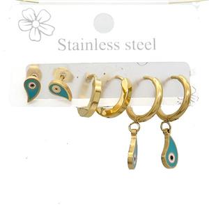 Stainless Steel Earrings Teardrop Gold Plated, approx 6-10mm, 14mm dia [SSB3846]