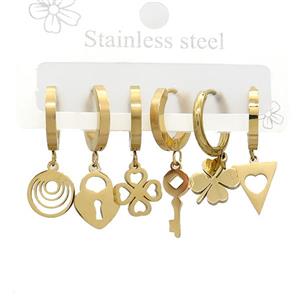 Stainless Steel Earrings Mixed Shapes Gold Plated, approx 6-10mm, 14mm dia [SSB3847]