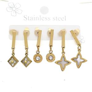 Stainless Steel Earrings Northstar Gold Plated, approx 6-10mm, 14mm dia [SSB3852]
