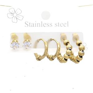 Stainless Steel Earrings Gold Plated, approx 6-10mm, 14mm dia [SSB3853]