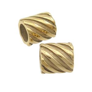 Stainless Steel Tube Beads Large Hole Column Gold Plated, approx 9-10mm, 5mm hole [SSB3856]