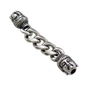 Stainless Steel CordEnd Buddha Antique Silver, approx 10-16mm, 50mm length [SSB3873]