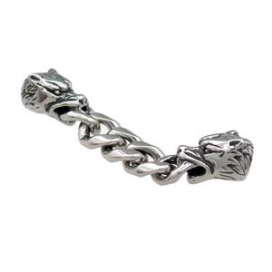 Stainless Steel CordEnd Wolf Antique Silver, approx 10-16mm, 50mm length [SSB3876]