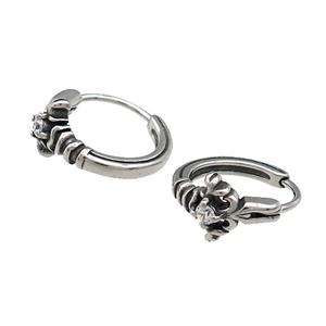 Stainless Steel Hoop Earrings Pave Rhinestone Antique Silver, approx 15-16mm [SSB3883]