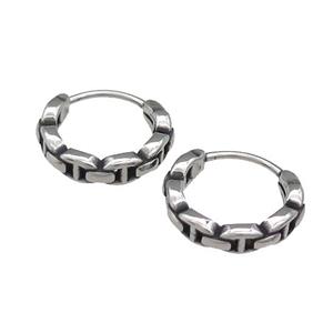 Stainless Steel Hoop Earrings Antique Silver, approx 15-16mm [SSB3884]