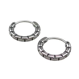 Stainless Steel Hoop Earrings Antique Silver, approx 15-16mm [SSB3885]
