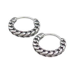 Stainless Steel Hoop Earrings Antique Silver, approx 15-16mm [SSB3886]