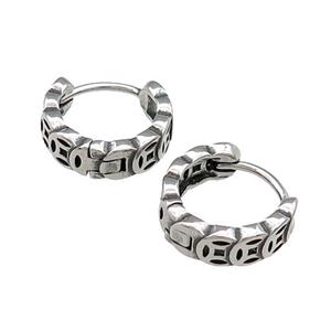 Stainless Steel Hoop Earrings Antique Silver, approx 15-16mm [SSB3887]