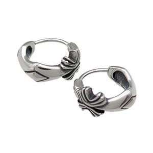Stainless Steel Hoop Earrings Antique Silver, approx 15-16mm [SSB3889]