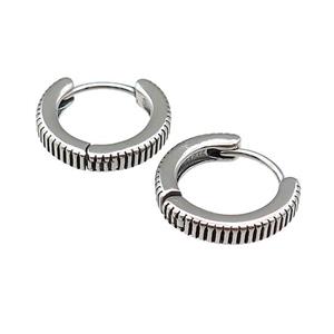 Stainless Steel Hoop Earrings Antique Silver, approx 15-16mm [SSB3890]