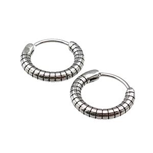 Stainless Steel Hoop Earrings Antique Silver, approx 15-16mm [SSB3891]