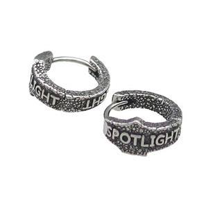 Stainless Steel Hoop Earrings Antique Silver, approx 15-16mm [SSB3894]