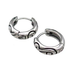Stainless Steel Hoop Earrings Antique Silver, approx 15-16mm [SSB3898]