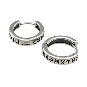 Stainless Steel Hoop Earrings Antique Silver, approx 15-16mm [SSB3900]