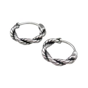 Stainless Steel Hoop Earrings Antique Silver, approx 15-16mm [SSB3902]