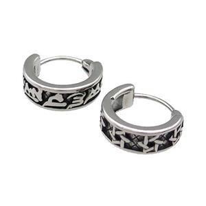 Stainless Steel Hoop Earrings Antique Silver, approx 15-16mm [SSB3903]