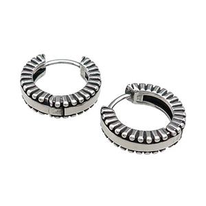 Stainless Steel Hoop Earrings Antique Silver, approx 15-16mm [SSB3904]