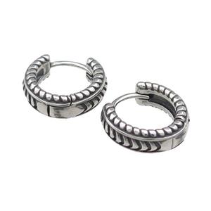 Stainless Steel Hoop Earrings Antique Silver, approx 15-16mm [SSB3905]