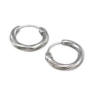 Stainless Steel Hoop Earrings Antique Silver, approx 15-16mm [SSB3910]