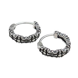 Stainless Steel Hoop Earrings Antique Silver, approx 15-16mm [SSB3911]