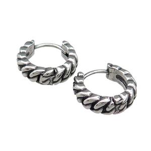 Stainless Steel Hoop Earrings Antique Silver, approx 15-16mm [SSB3912]