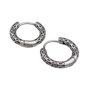 Stainless Steel Hoop Earrings Antique Silver, approx 15-16mm [SSB3913]