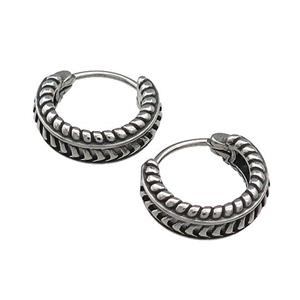 Stainless Steel Hoop Earrings Antique Silver, approx 15-16mm [SSB3915]