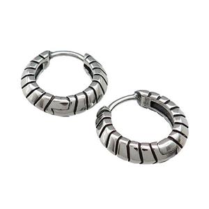 Stainless Steel Hoop Earrings Antique Silver, approx 15-16mm [SSB3916]