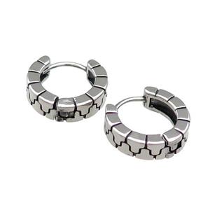 Stainless Steel Hoop Earrings Antique Silver, approx 15-16mm [SSB3924]