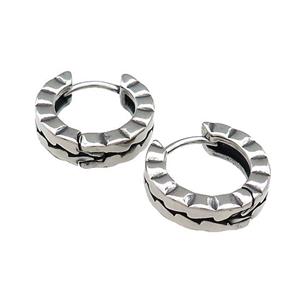 Stainless Steel Hoop Earrings Antique Silver, approx 15-16mm [SSB3925]