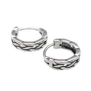 Stainless Steel Hoop Earrings Antique Silver, approx 15-16mm [SSB3928]