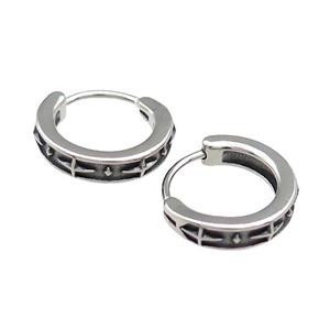 Stainless Steel Hoop Earrings Antique Silver, approx 15-16mm [SSB3929]