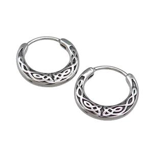 Stainless Steel Hoop Earrings Antique Silver, approx 15-16mm [SSB3930]