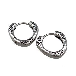 Stainless Steel Hoop Earrings Antique Silver, approx 15-16mm [SSB3931]