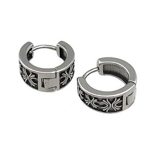 Stainless Steel Hoop Earrings Antique Silver, approx 15-16mm [SSB3933]
