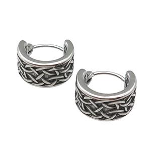 Stainless Steel Hoop Earrings Antique Silver, approx 15-16mm [SSB3935]