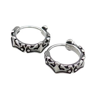Stainless Steel Hoop Earrings Antique Silver, approx 15-16mm [SSB3937]