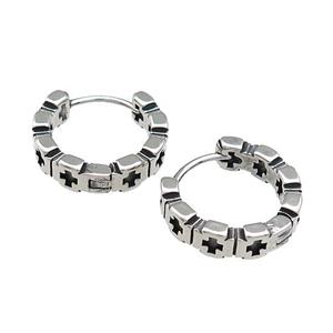 Stainless Steel Hoop Earrings Antique Silver, approx 15-16mm [SSB3938]