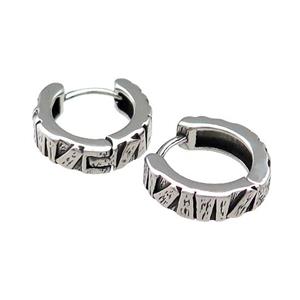 Stainless Steel Hoop Earrings Antique Silver, approx 15-16mm [SSB3939]