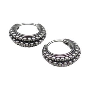 Stainless Steel Hoop Earrings Antique Silver, approx 15-16mm [SSB3940]