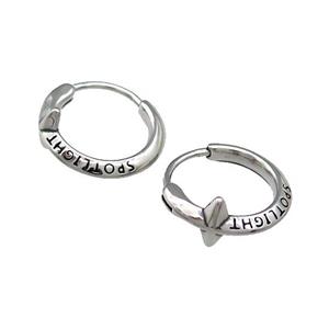 Stainless Steel Hoop Earrings Antique Silver, approx 15-16mm [SSB3941]