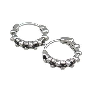 Stainless Steel Hoop Earrings Pave Rhinestone Antique Silver, approx 15-16mm [SSB3946]