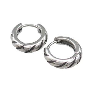 Stainless Steel Hoop Earrings Antique Silver, approx 15-16mm [SSB3947]