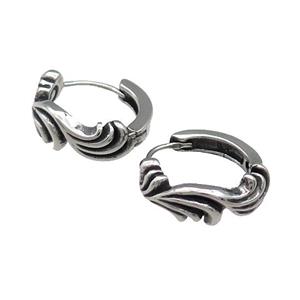 Stainless Steel Hoop Earrings Antique Silver, approx 15-16mm [SSB3951]