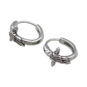 Stainless Steel Hoop Earrings Cross Antique Silver, approx 15-16mm [SSB3956]