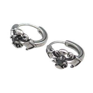 Stainless Steel Hoop Earrings Pave Rhinestone Antique Silver, approx 15-16mm [SSB3961]