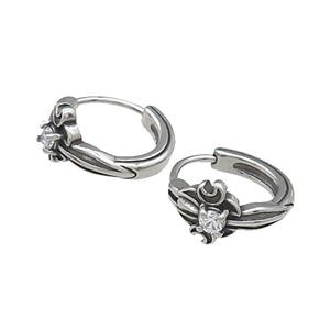 Stainless Steel Hoop Earrings Rhinestone Antique Silver, approx 15-16mm [SSB3962]