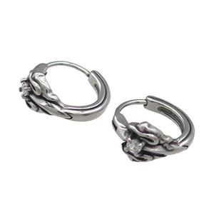 Stainless Steel Hoop Earrings Rhinestone Antique Silver, approx 15-16mm [SSB3963]